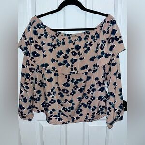 Off shoulder leopard ruffle top